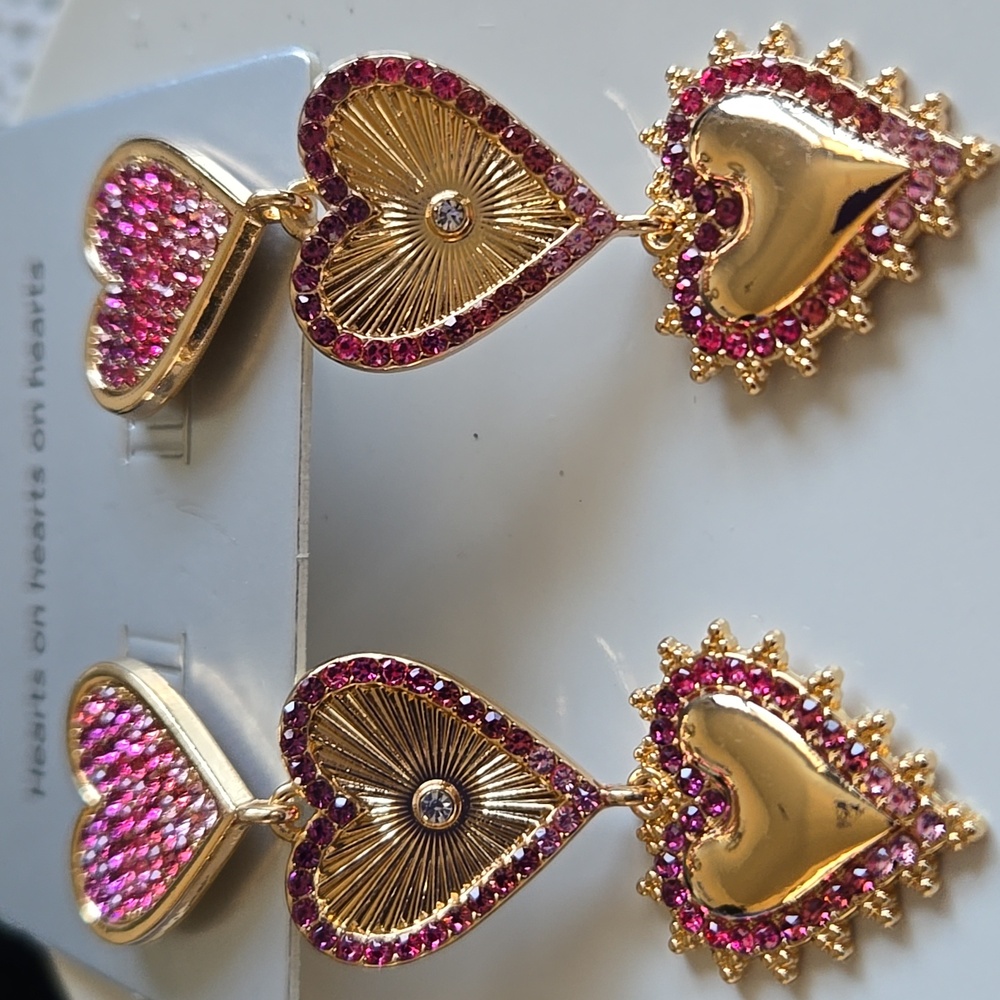 SUGARFIX BY BAUBLEBAR VALENTINE'S DAY TRIPLE HEART EARRINGS - Picture 8 of 9